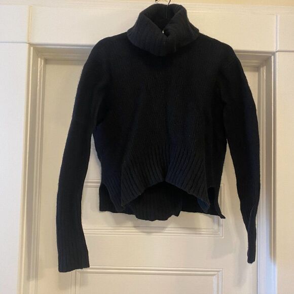 Anthropologie Moth Black Rib Knit Turtleneck Sweater - Picture 2 of 7